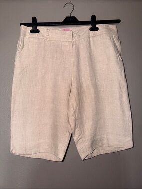 Molly B Light Cream Linen Bermuda Shorts